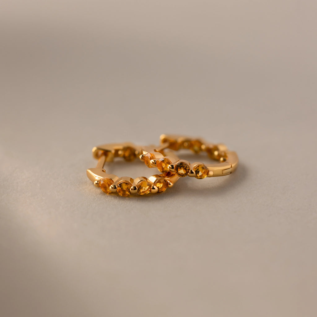 Mini Topaz Beaded Huggies Silver 18K Gold Plated