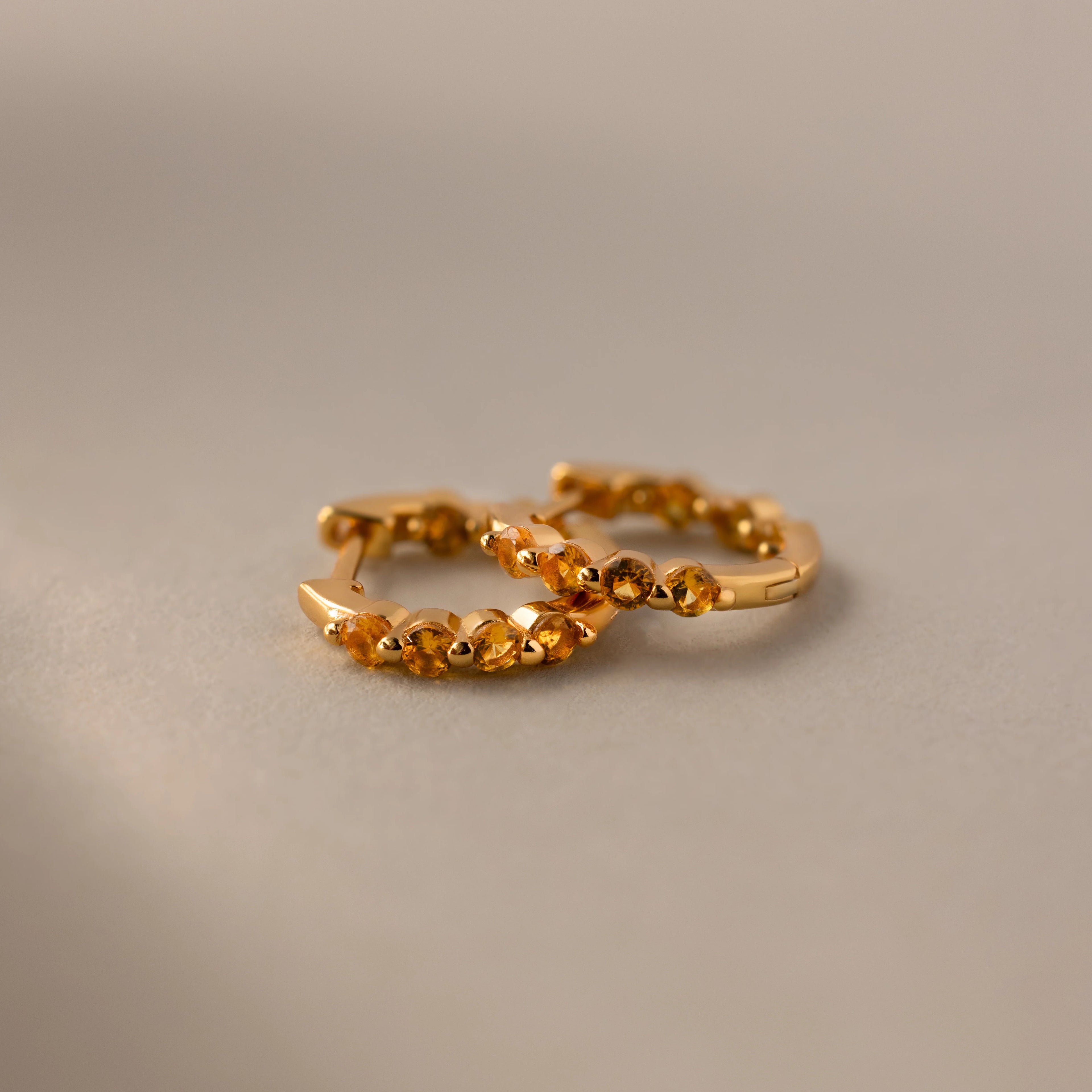 Mini Topaz Beaded Huggies Silver 18K Gold Plated