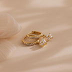 Pearl Ivy Flower Huggies Silver 18K Gold Plated