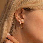Pearl Chain Studs Silver 18K Gold Plated