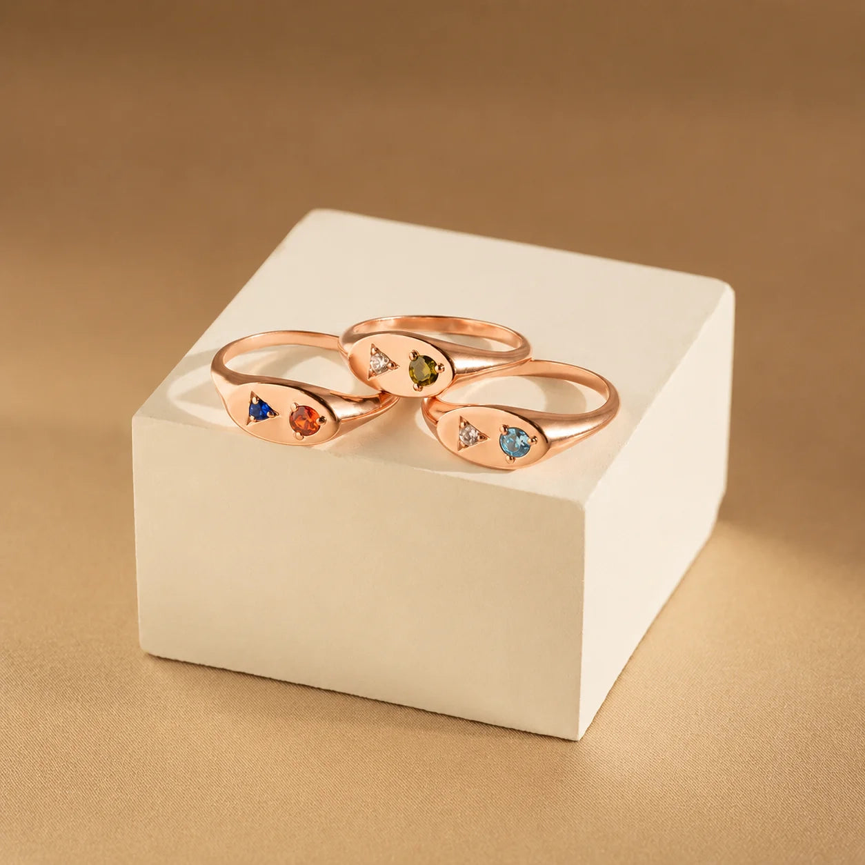 Mixed Birthstone Signet Ring