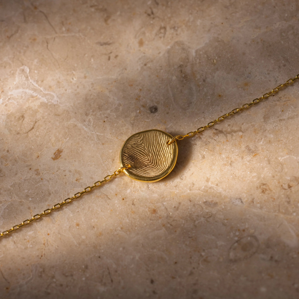 Dainty Organic Fingerprint Bracelet  Silver 18K Gold Plated