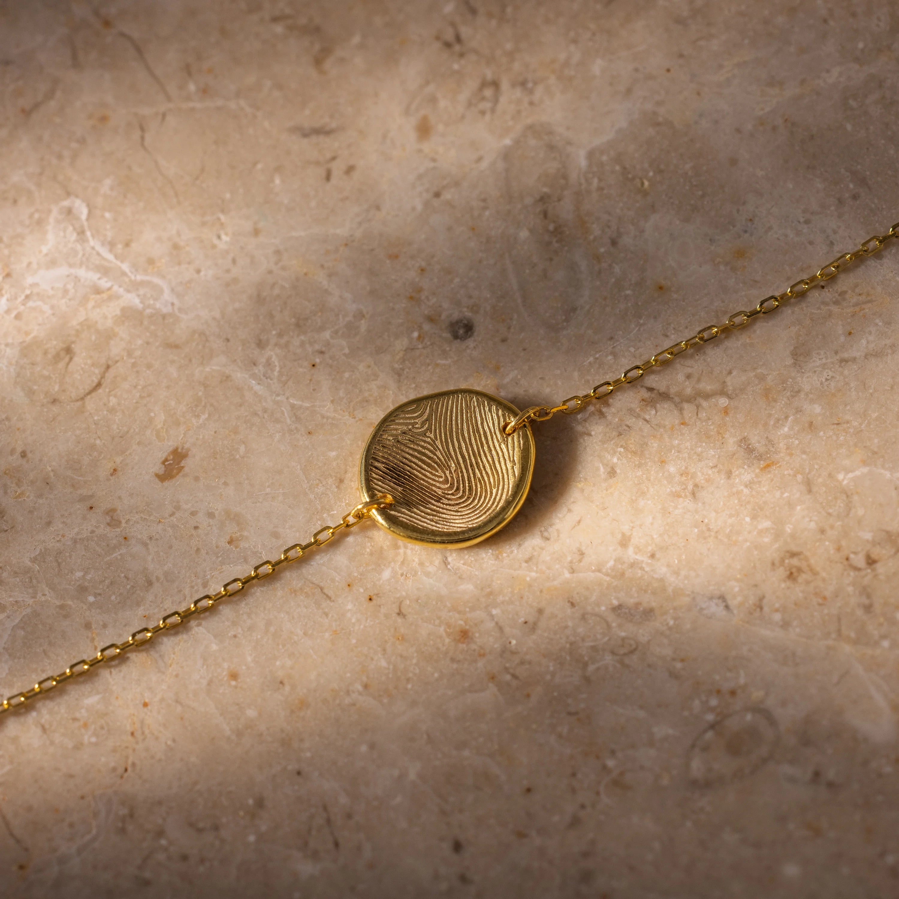 Dainty Organic Fingerprint Bracelet  Silver 18K Gold Plated