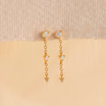 Opal Chain Drop Earrings Silver 18K Gold Plated