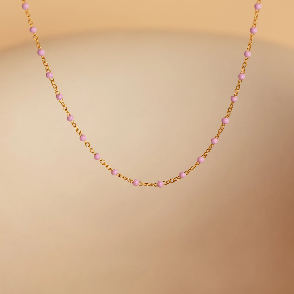 Pink Station Necklace Silver 18K Gold Plated