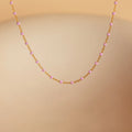 Pink Station Necklace Silver 18K Gold Plated