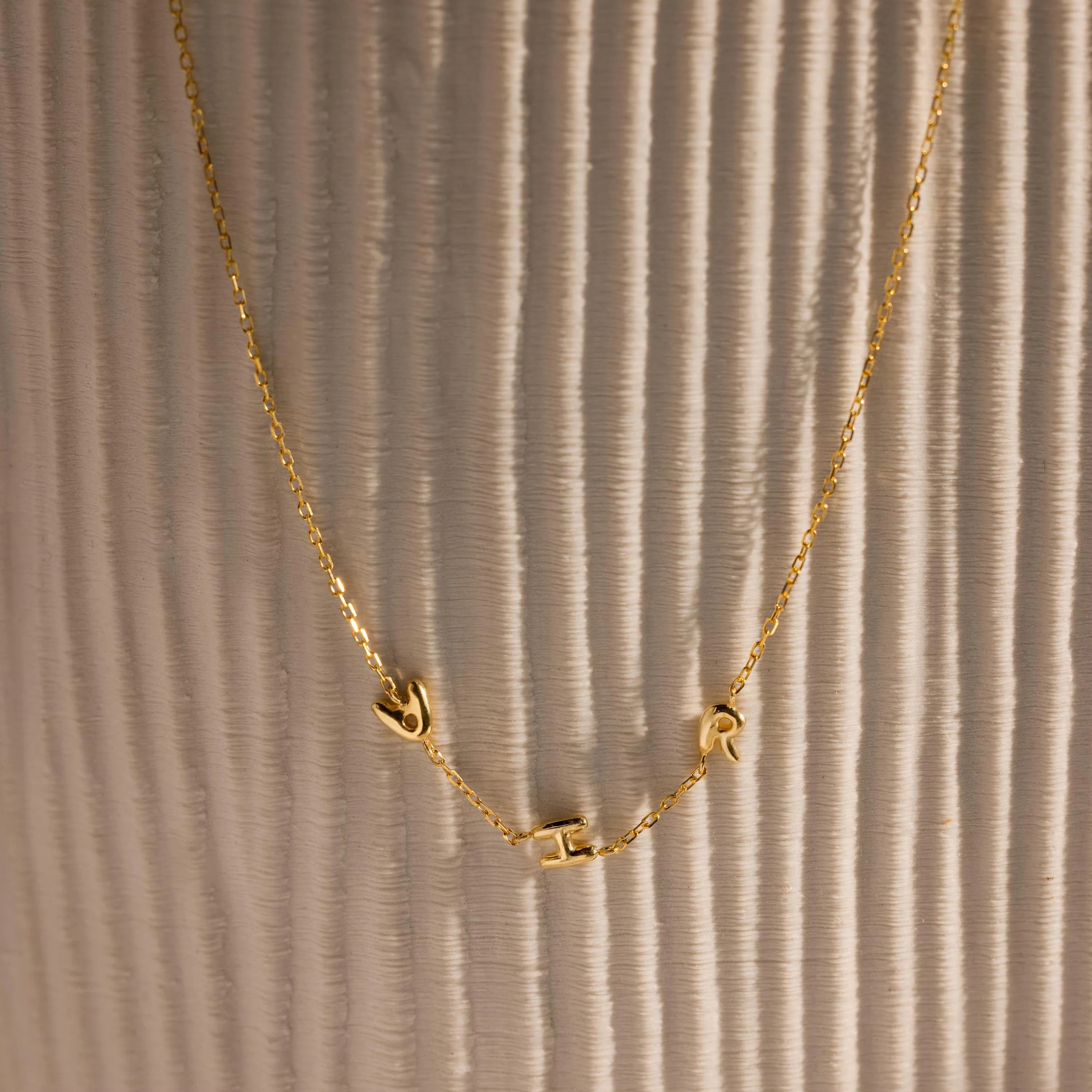 Multiple Bubble Letter Necklace Silver 18K Gold Plated