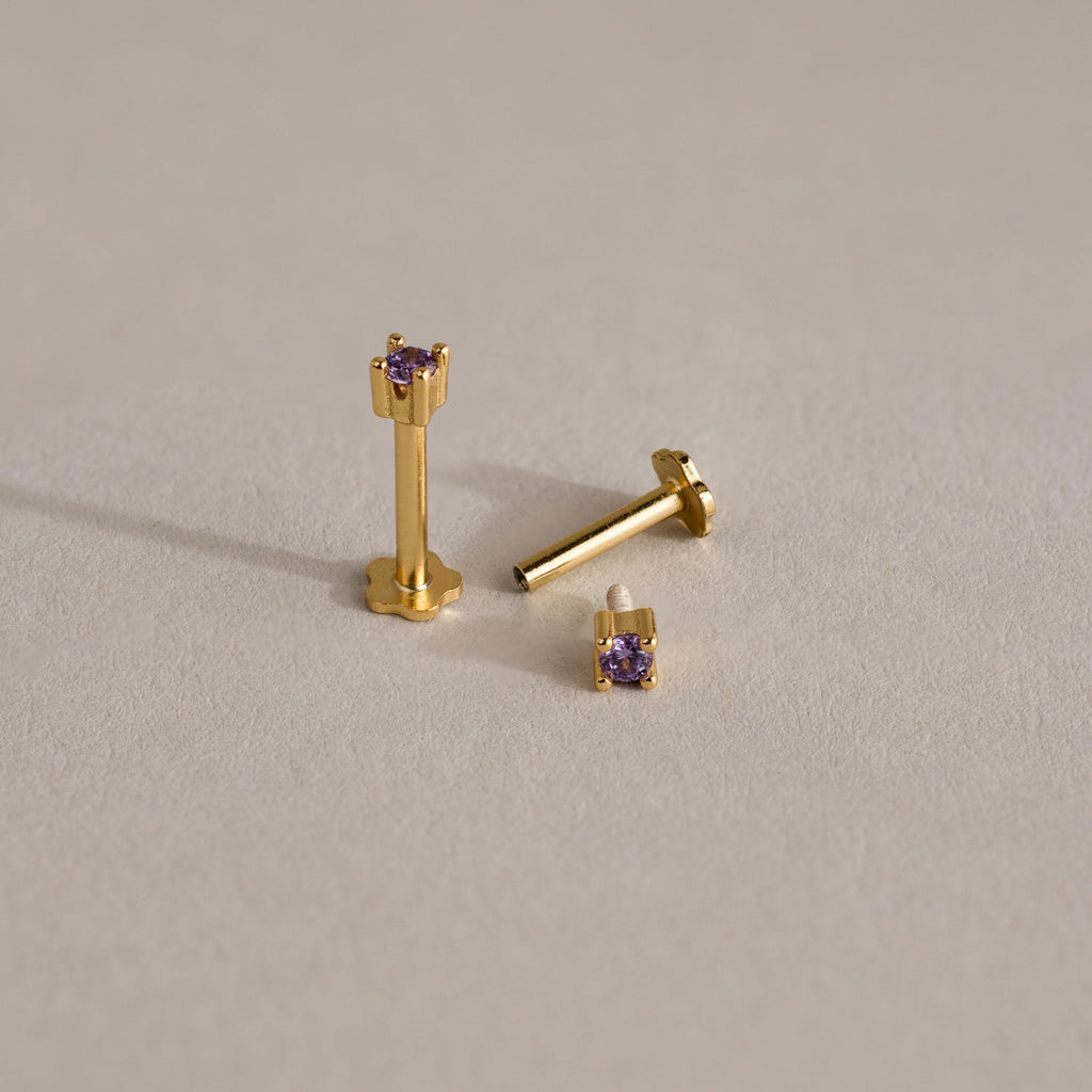 Dainty Topaz Flatback Studs  Silver 18K Gold Plated