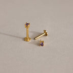 Dainty Topaz Flatback Studs  Silver 18K Gold Plated