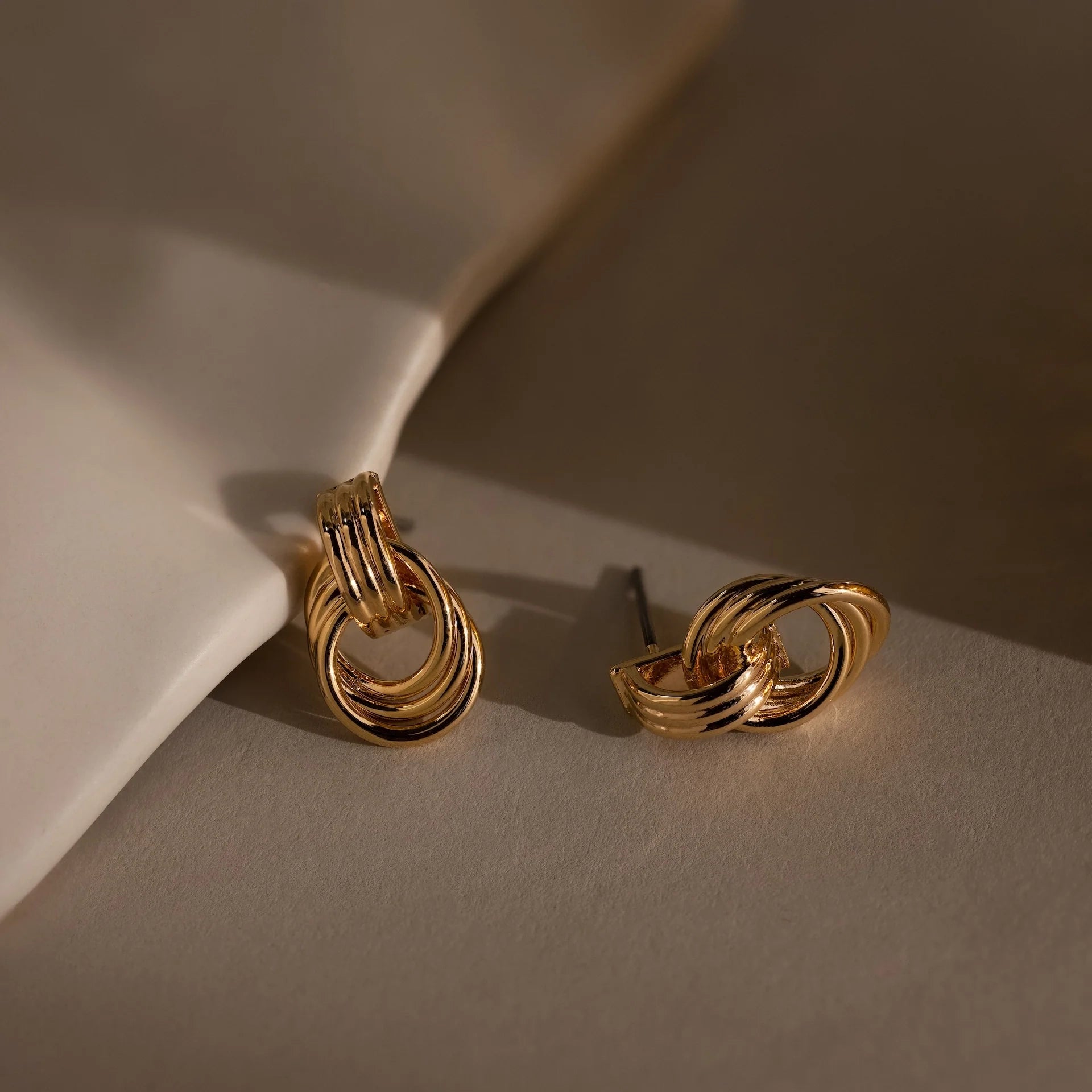 Micro Triple Knot Earrings Silver 18K Gold Plated