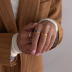 Toi et Moi Oval Birthstone Ring Silver 18K Gold Plated