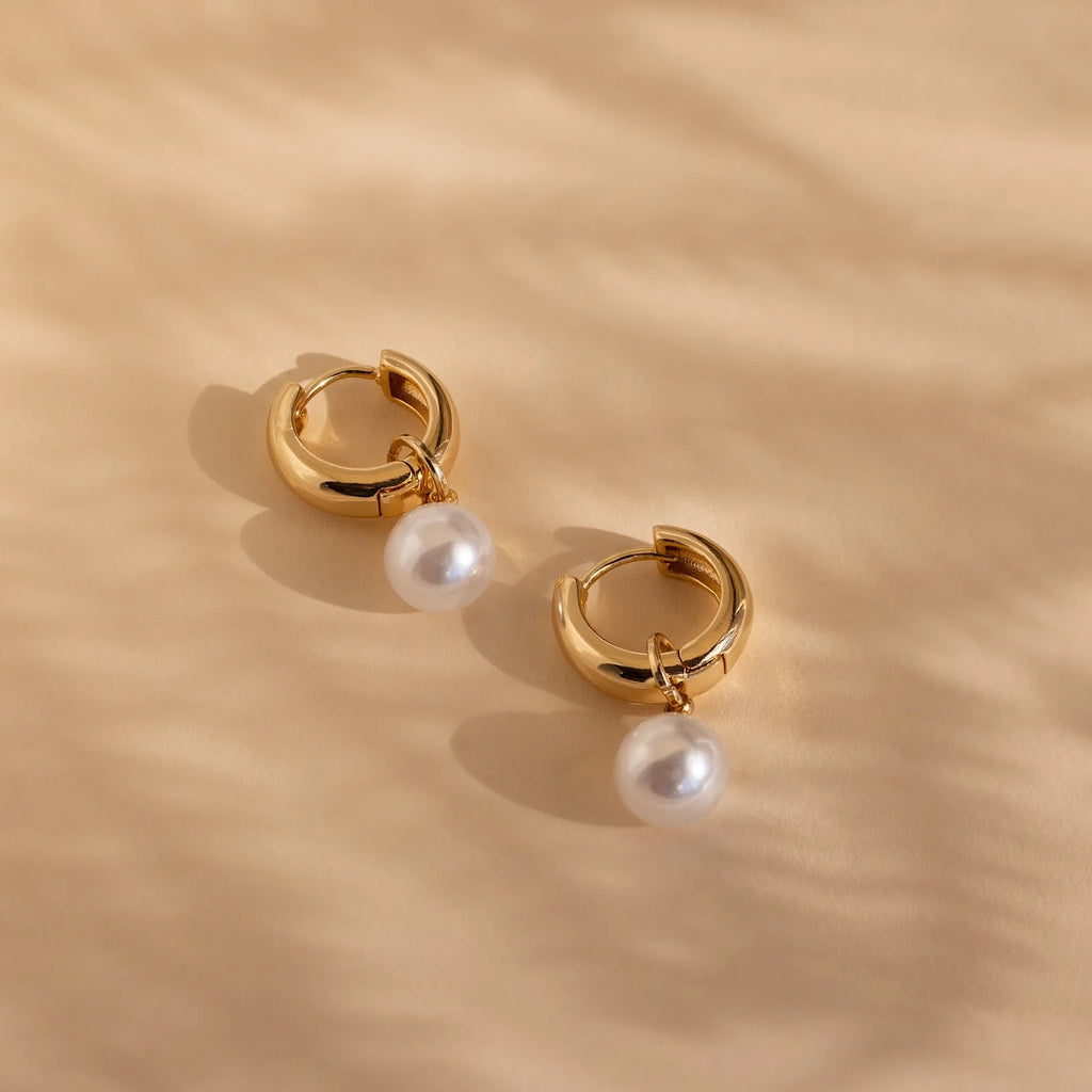 Bold Pearl Drop Earrings Silver 18K Gold Plated