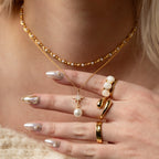 North Star Pearl Necklace Silver 18K Gold Plated