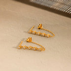 Diamond Chain Drop Earrings Silver 18K Gold Plated