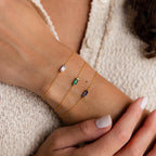 Dainty Baguette Birthstone Bracelet Silver 18K Gold Plated