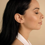 Diamond Pave Wire Hoops Silver 18K Gold Plated