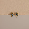 Aquamarine Heart Hoops Silver 18K Gold Plated