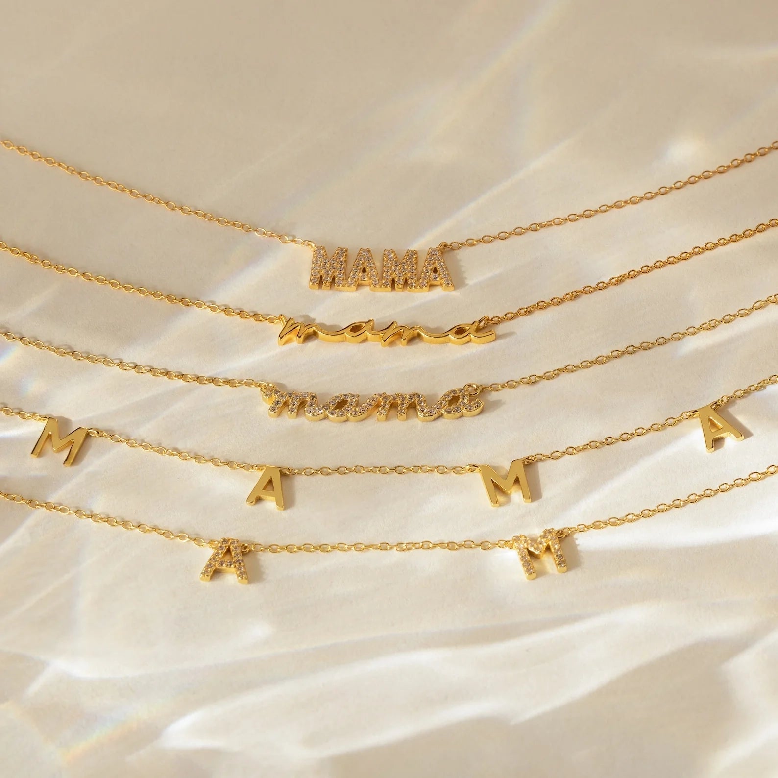 Mama Script Necklace Silver 18K Gold Plated