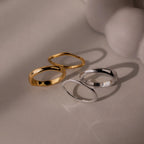 Duo Form Ring Set Silver 18K Gold Plated