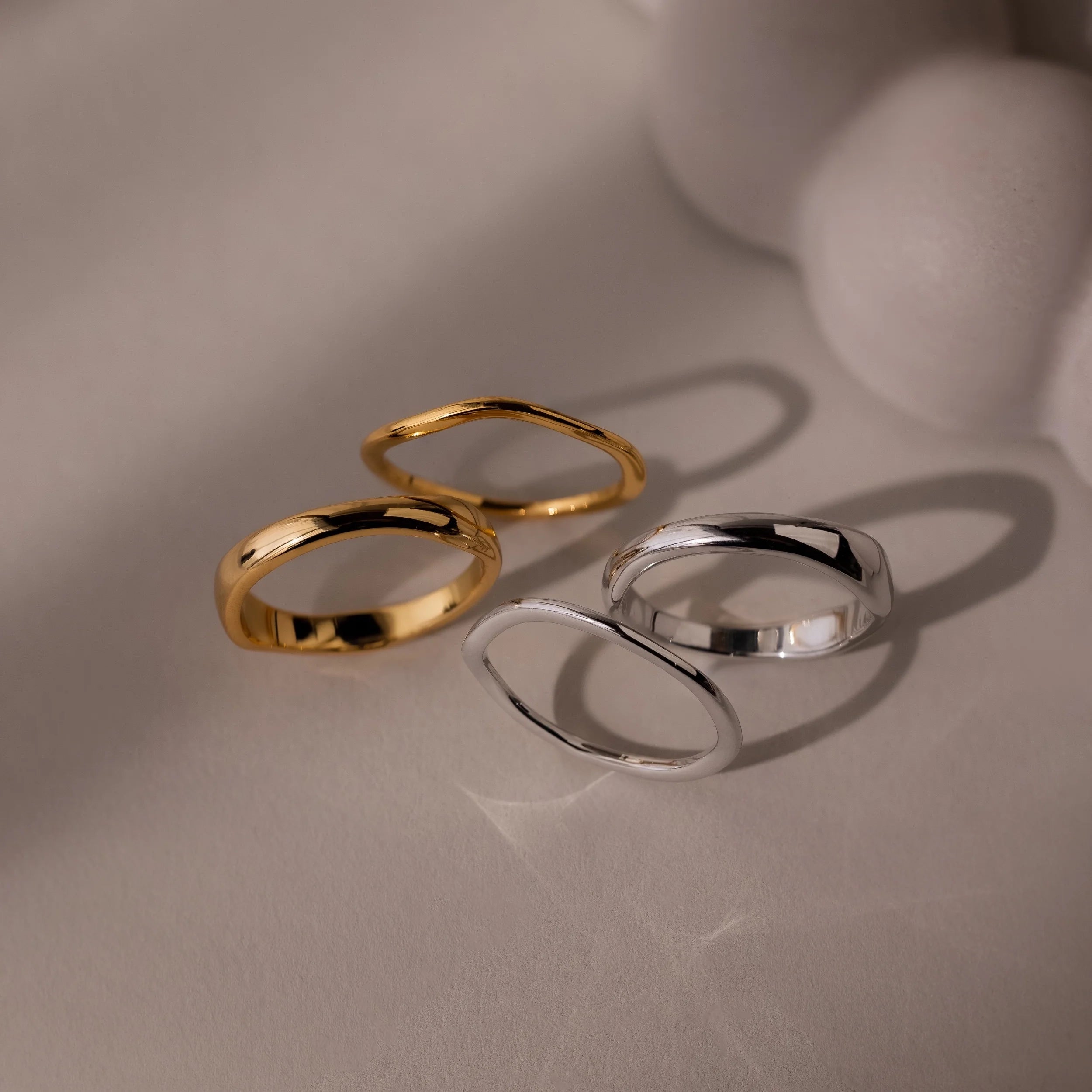 Duo Form Ring Set Silver 18K Gold Plated