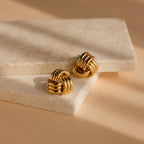 Bold Triple Knot Studs Silver 18K Gold Plated