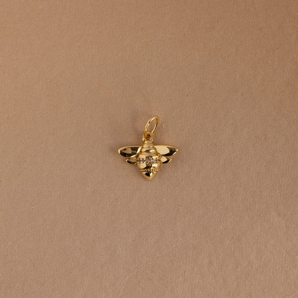 Diamond Honeybee Charm Silver 18K Gold Plated