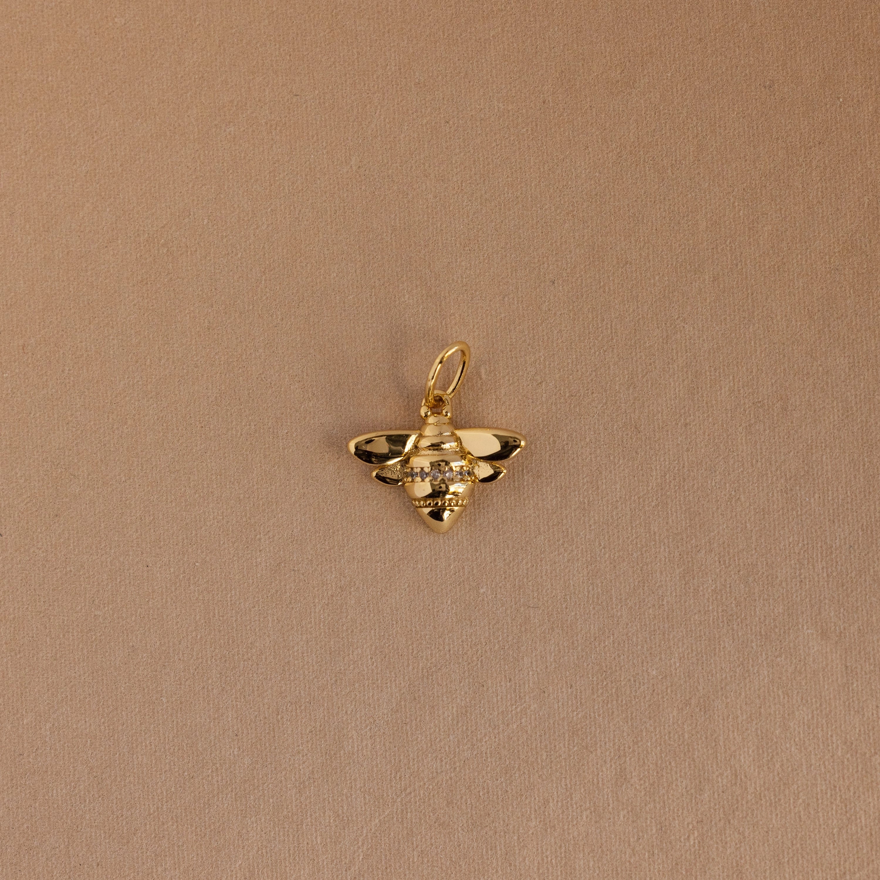 Diamond Honeybee Charm Silver 18K Gold Plated