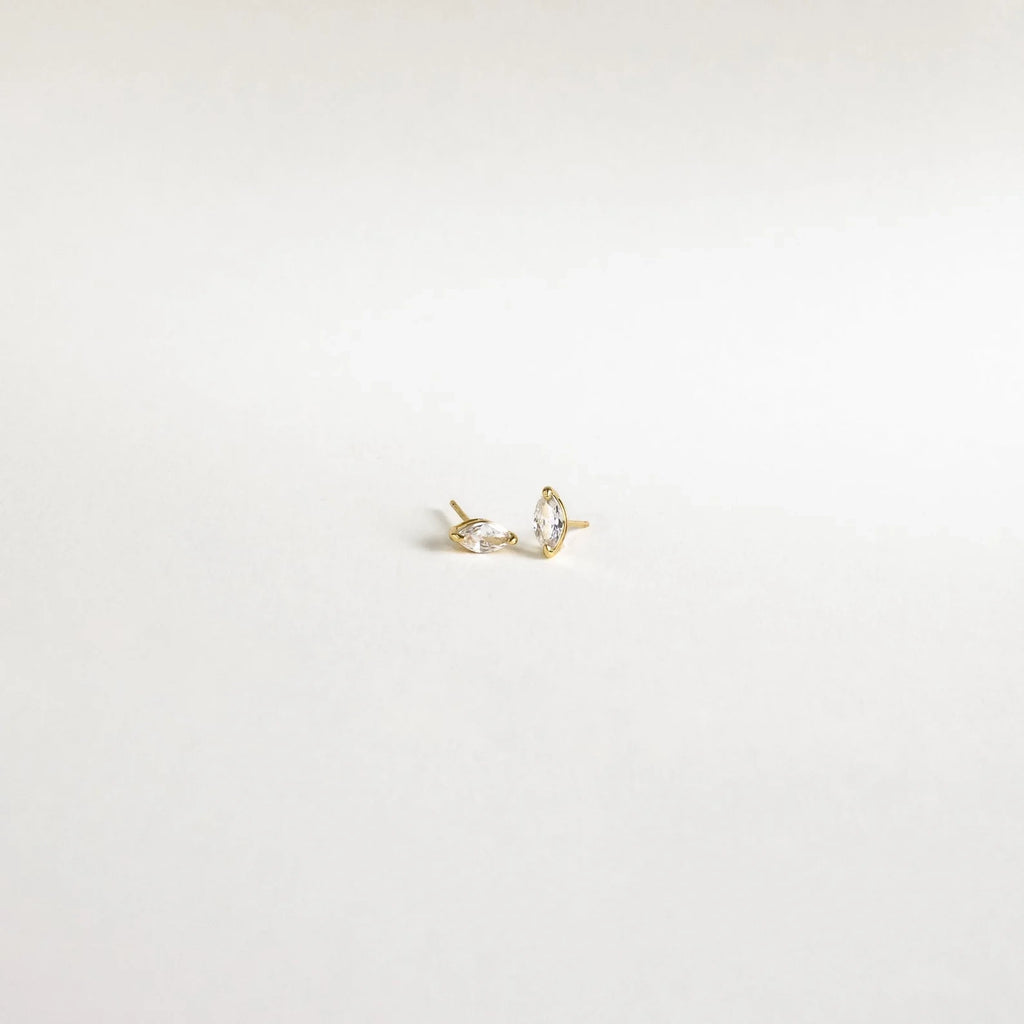 Marquise Diamond Studs Silver 18K Gold Plated