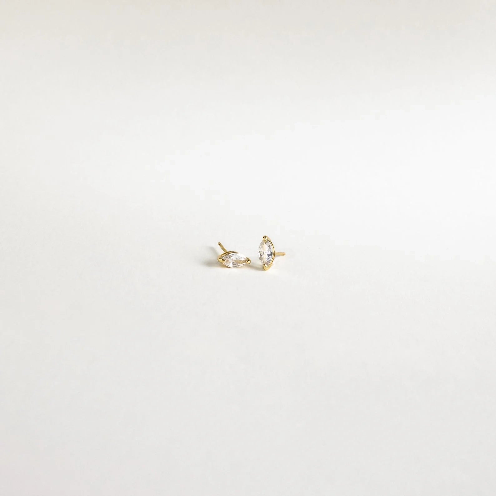 Marquise Diamond Studs Silver 18K Gold Plated