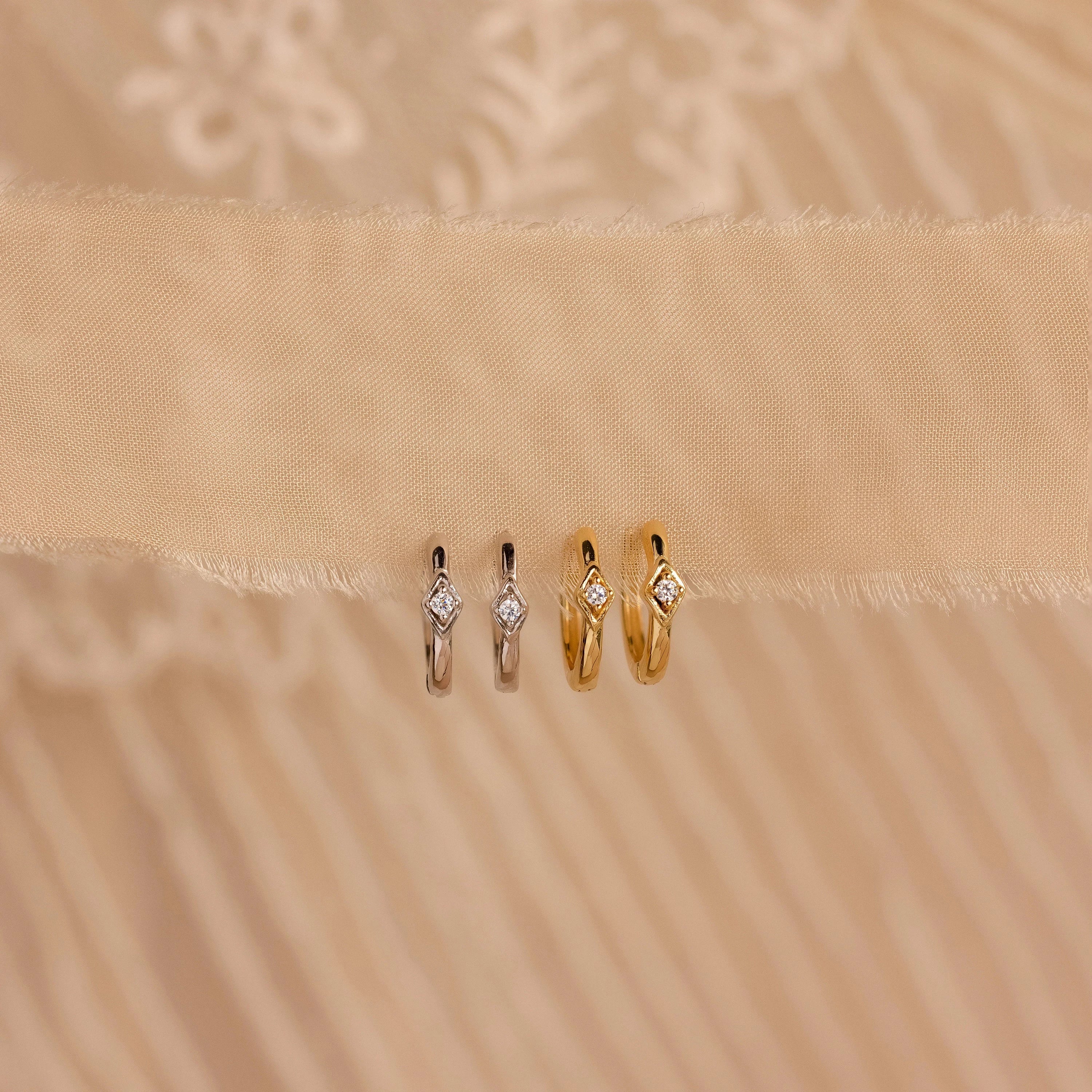 Ericka Diamond Hoops Silver 18K Gold Plated