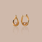 Diamond Teardrop Hoops Silver 18K Gold Plated