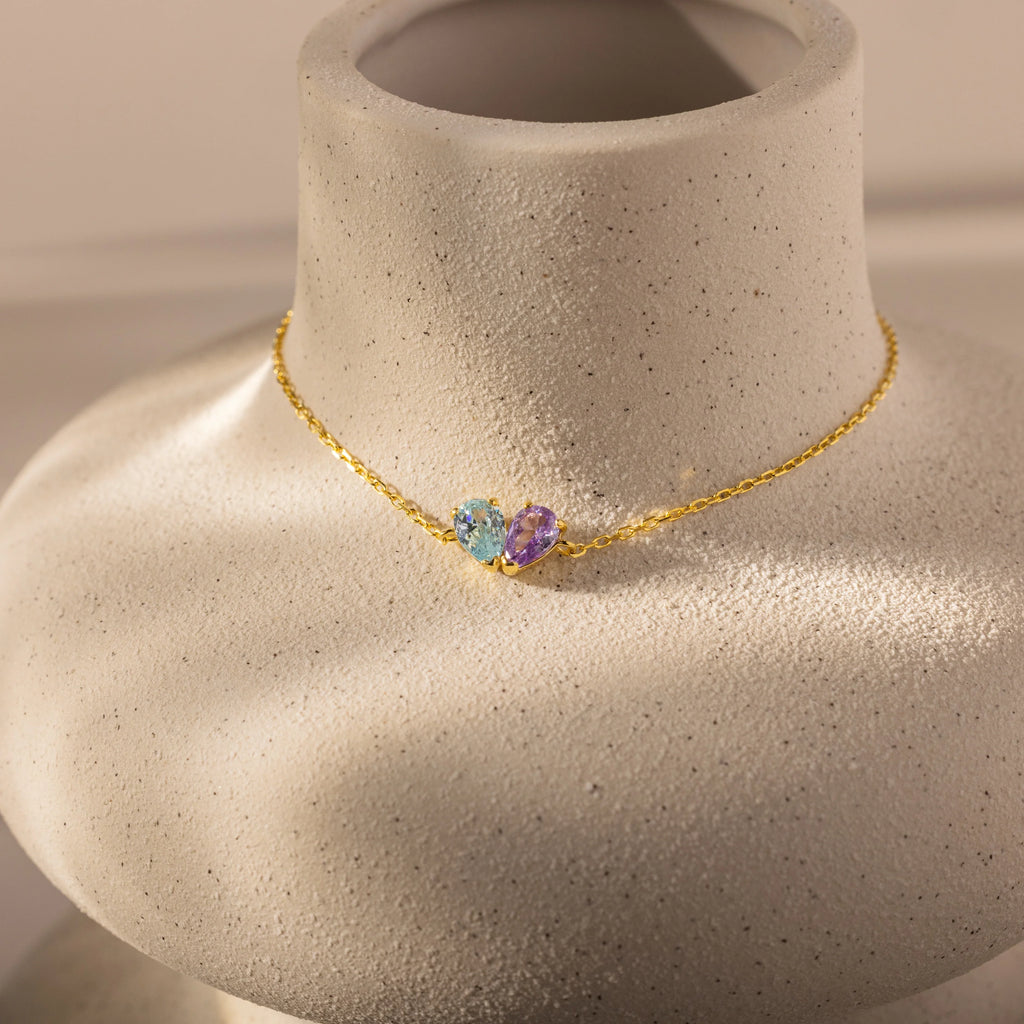 Toi et Moi Teardrop Heart Bracelet Silver 18K Gold Plated
