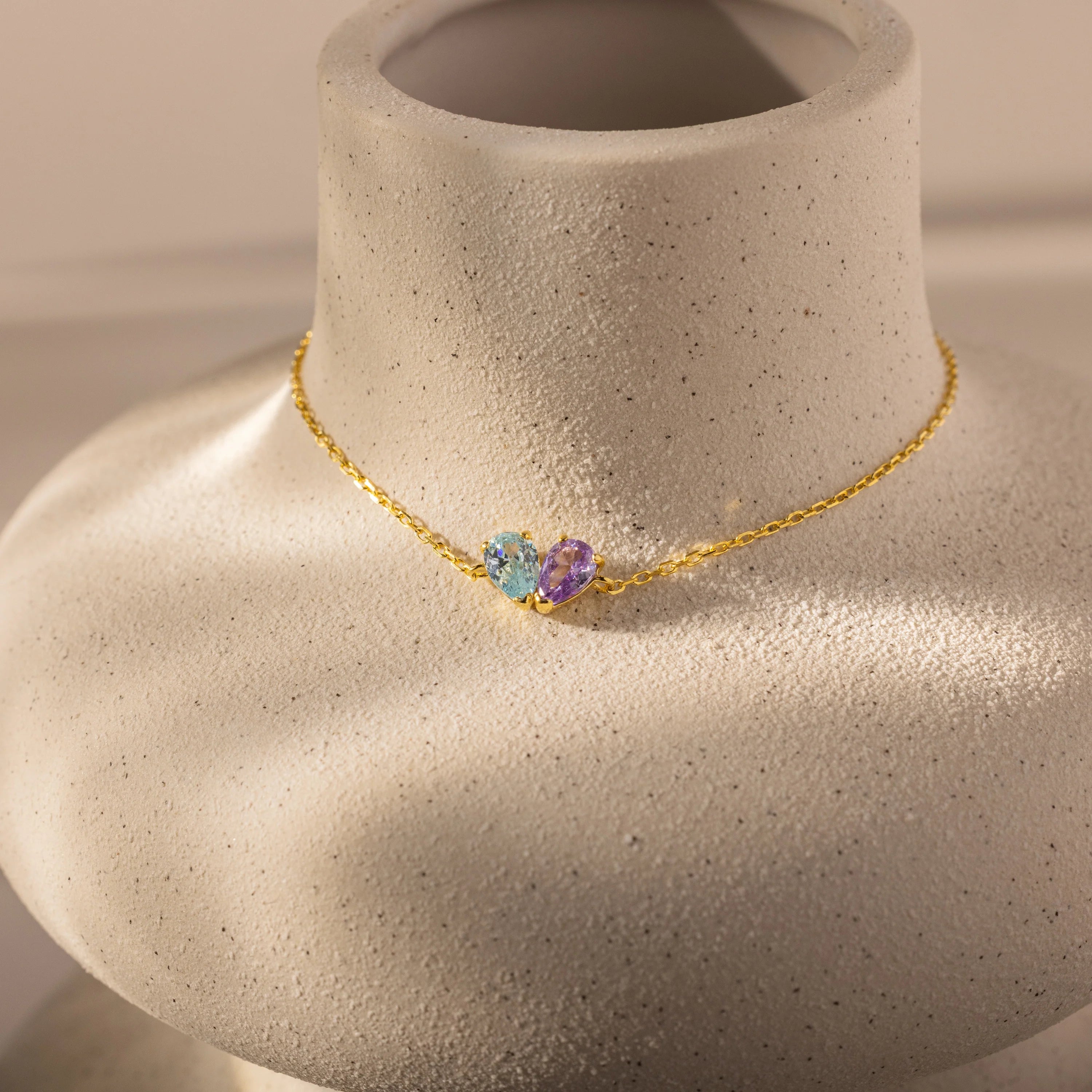 Toi et Moi Teardrop Heart Bracelet Silver 18K Gold Plated