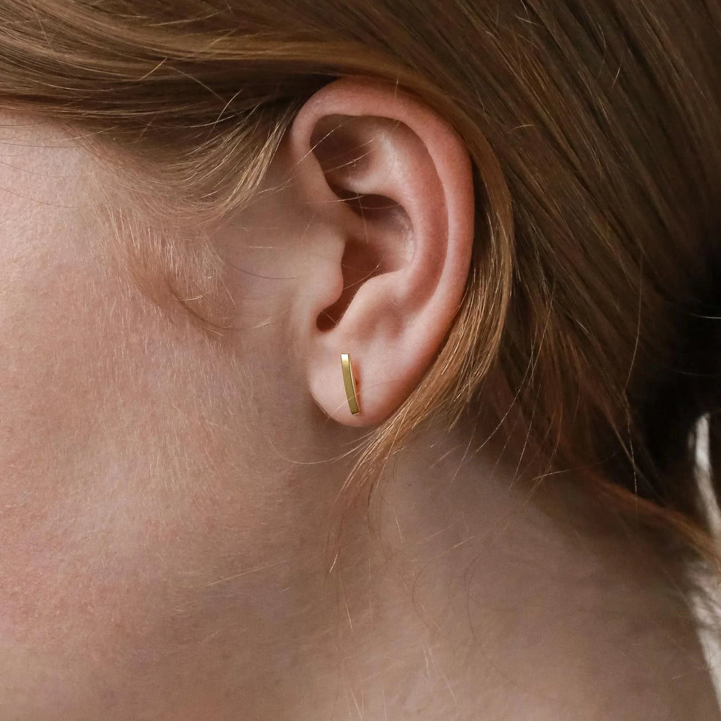 Dainty Bar Studs Silver 18K Gold Plated