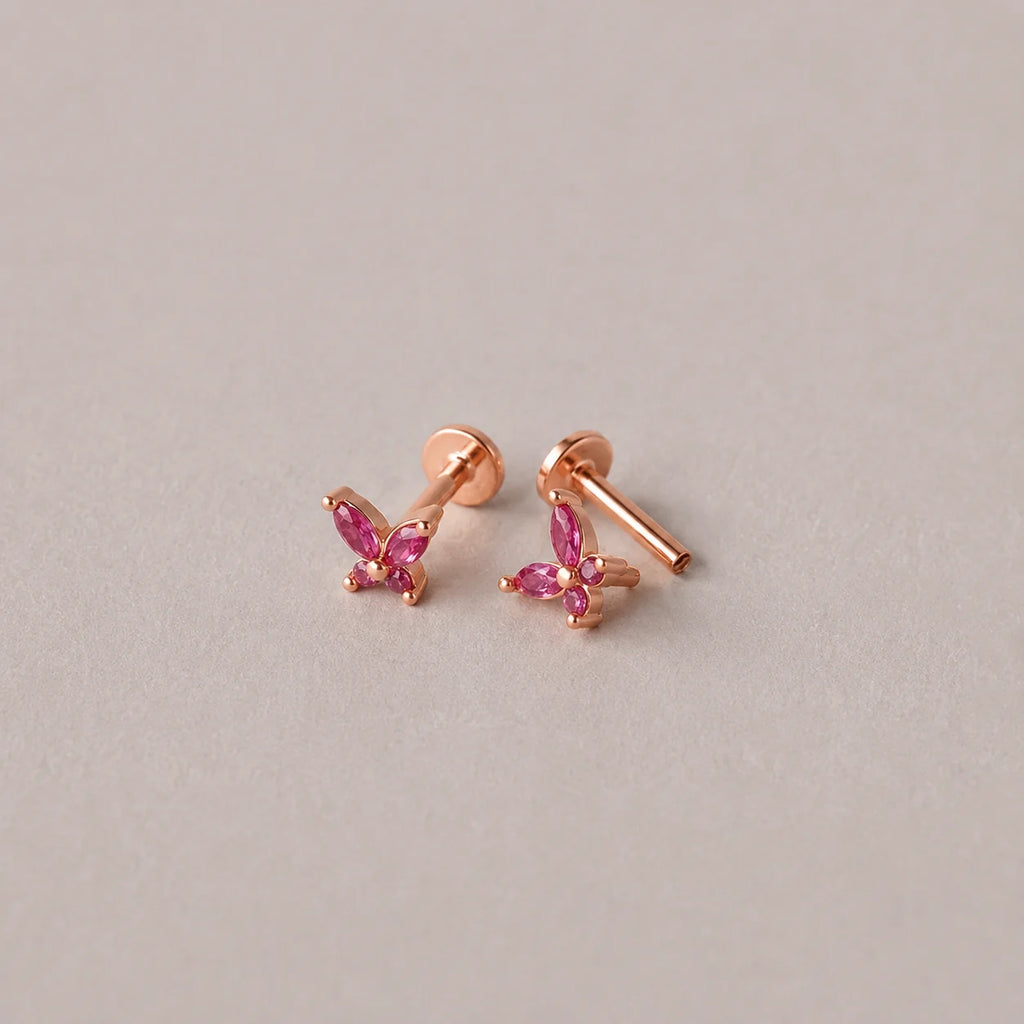 Mini Butterfly Birthstone Studs
