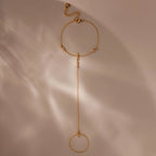 Diamond Cluster Hand Chain Bracelet Silver 18K Gold Plated