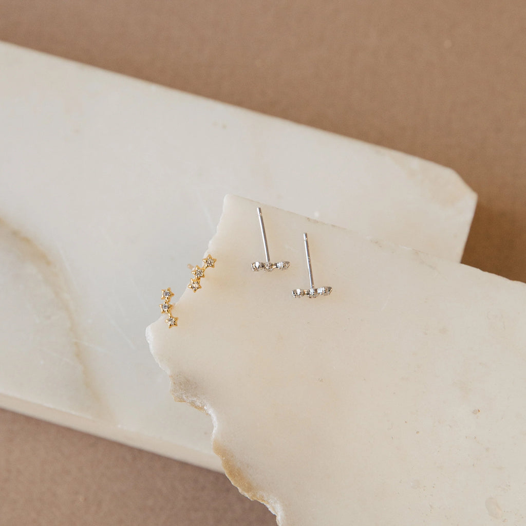 Stella Triple Star Studs Silver 18K Gold Plated