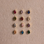Ruby Flat Back Stud Earrings Silver 18K Gold Plated