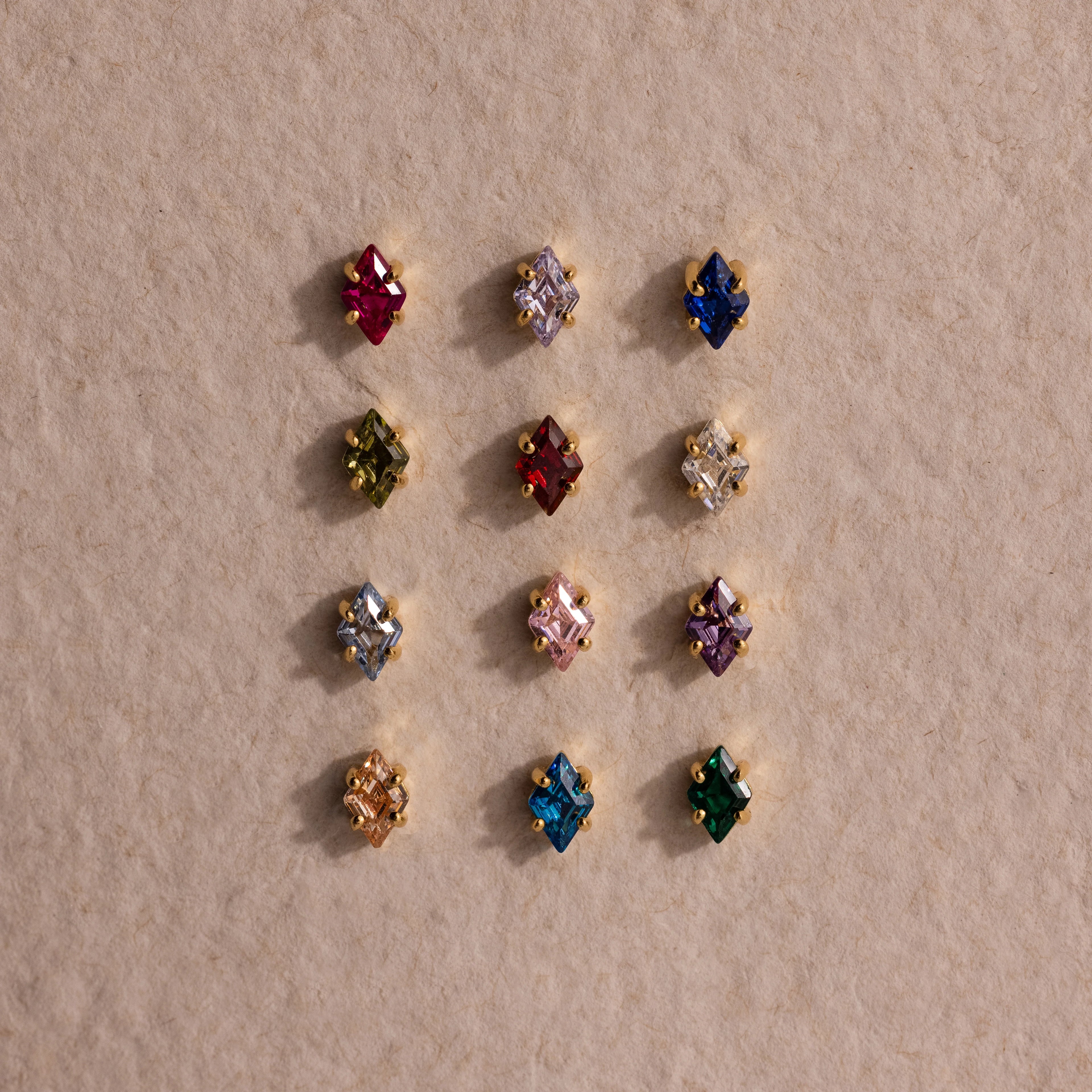 Ruby Flat Back Stud Earrings Silver 18K Gold Plated