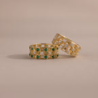 Lace Checkered Ring Silver 18K Gold Plated