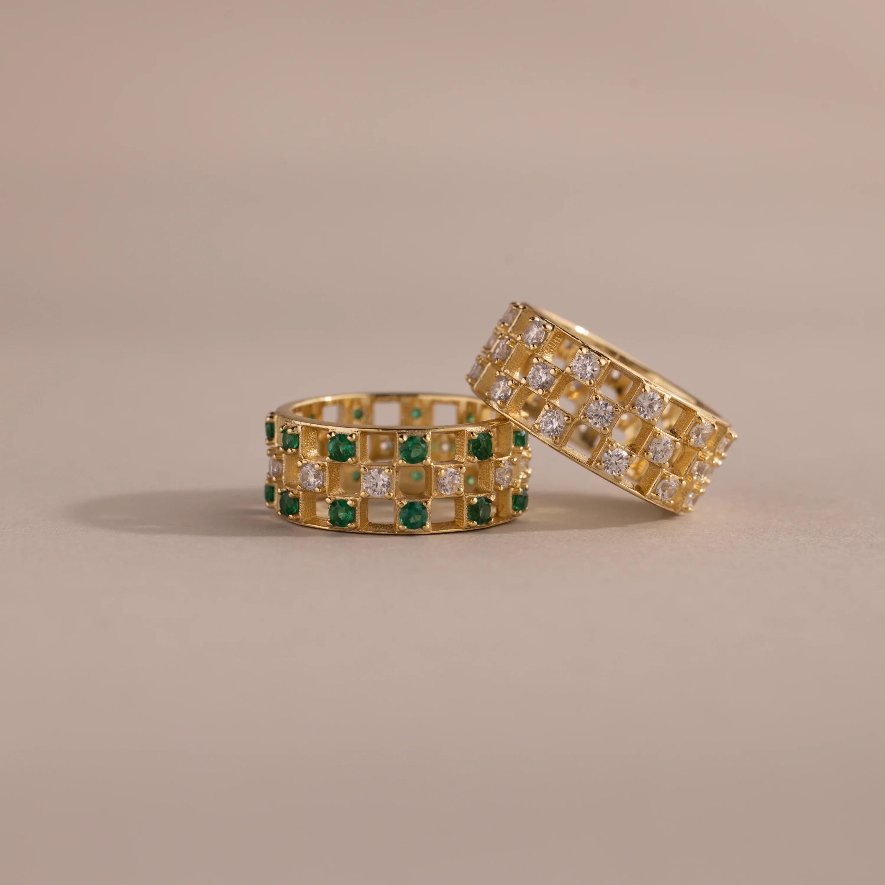 Lace Checkered Ring Silver 18K Gold Plated