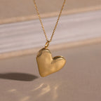 Organic Heart Locket Necklace Silver 18K Gold Plated