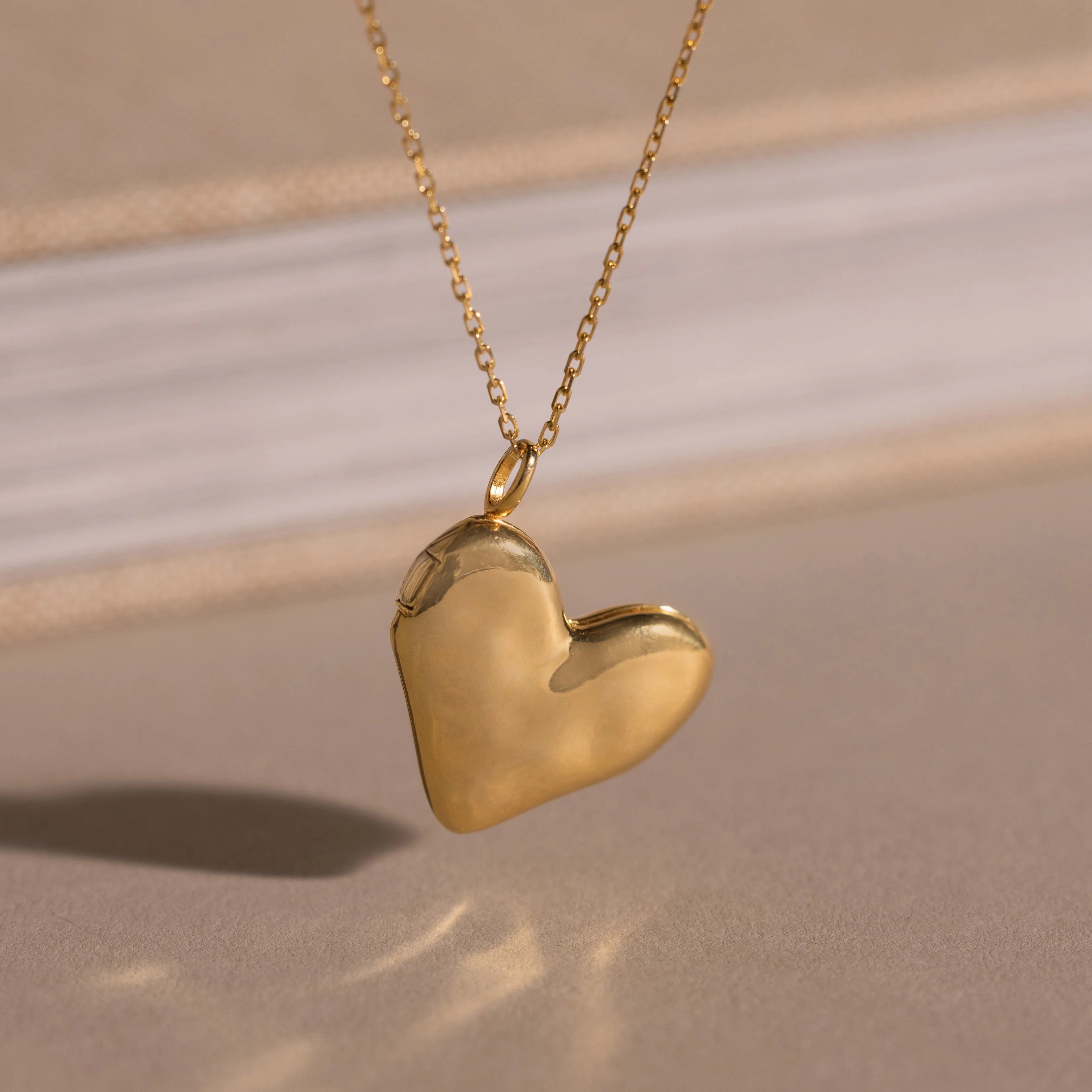 Organic Heart Locket Necklace Silver 18K Gold Plated
