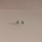 Mini Jade Flower Studs Silver 18K Gold Plated