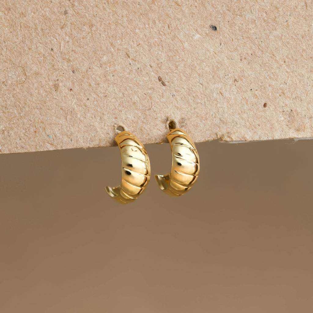 Embrace Parisian Elegance with Croissant Mini Hoop Earrings