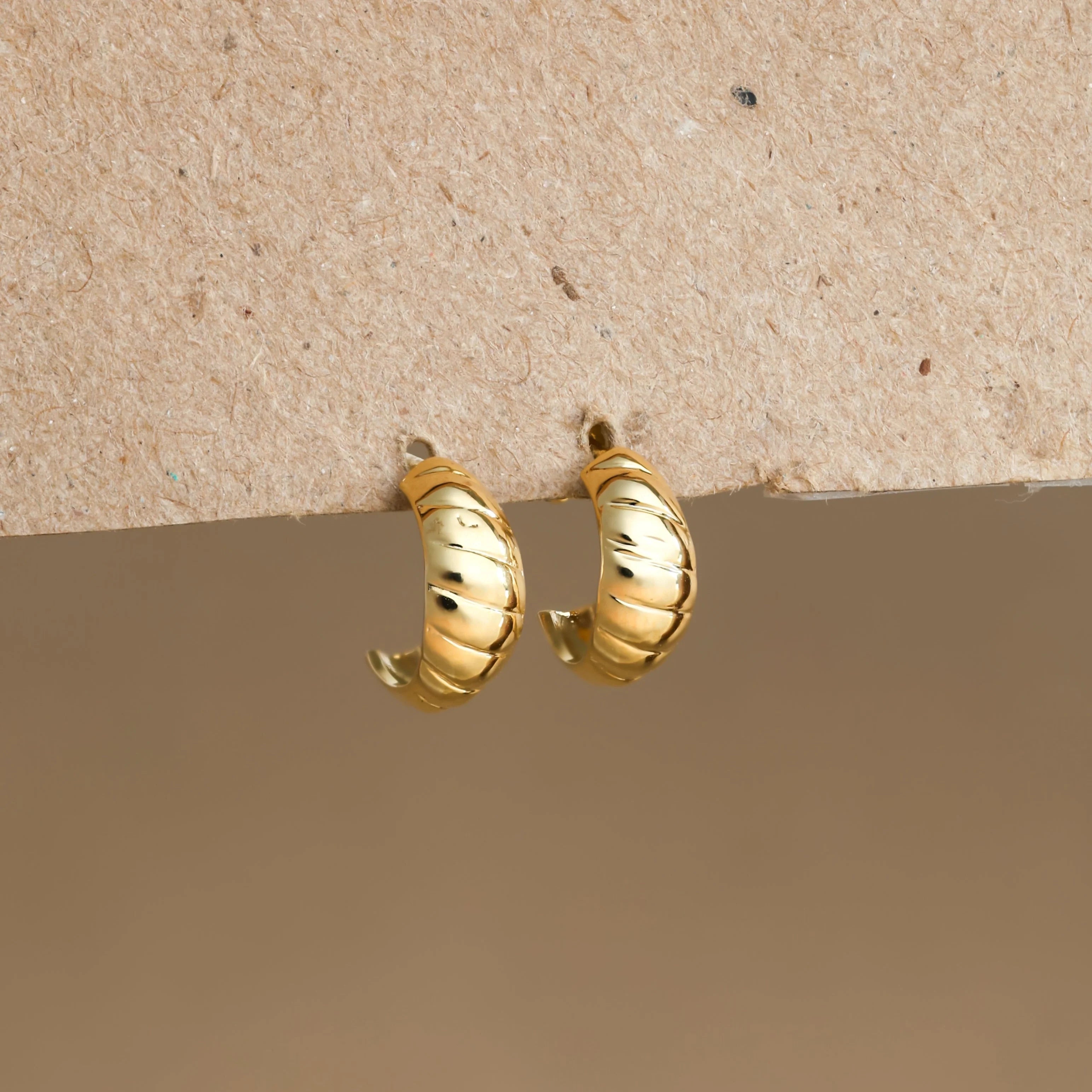 Embrace Parisian Elegance with Croissant Mini Hoop Earrings