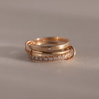 Diamond Triple Linked Ring Set Silver 18K Gold Plated