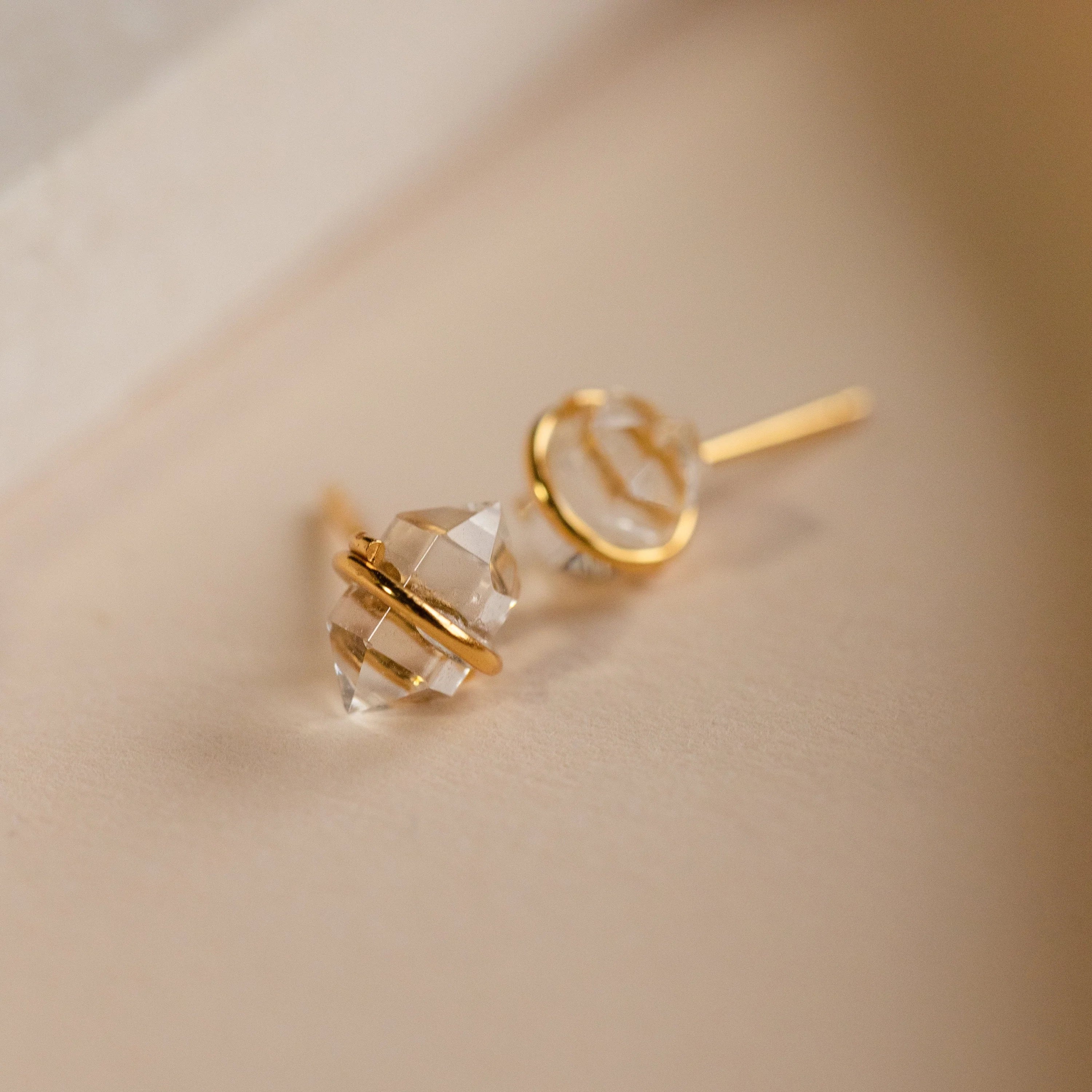 Herkimer Diamond Earrings Silver 18K Gold Plated
