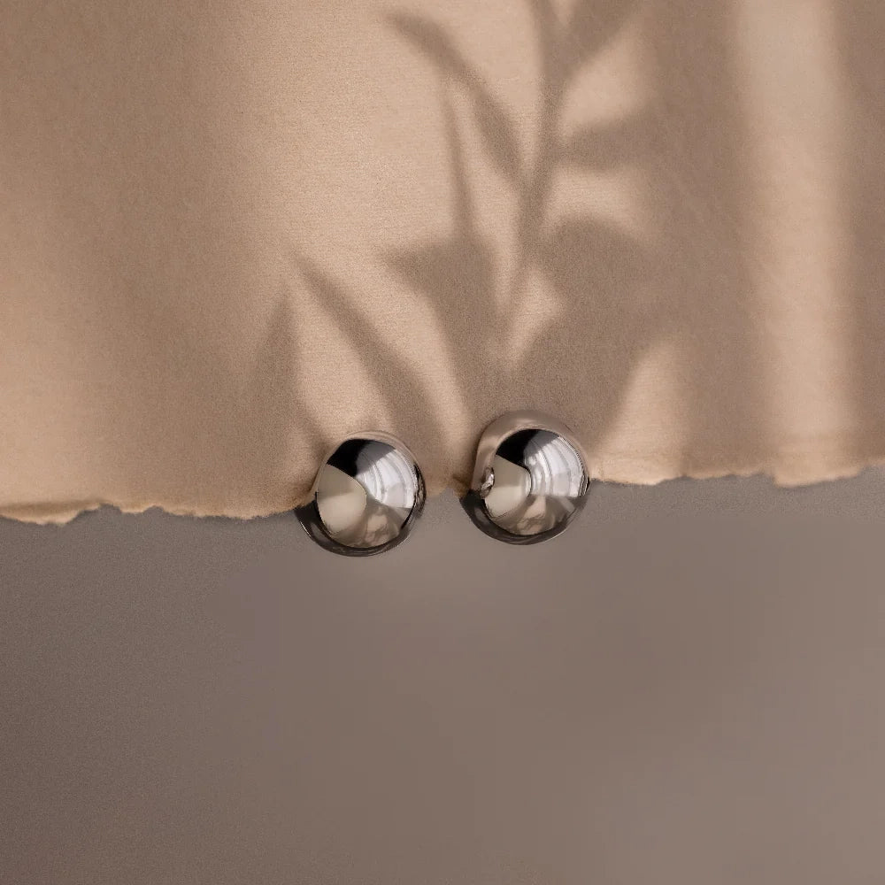 Chunky Ball Huggie Hoops Silver 18K Gold Plated