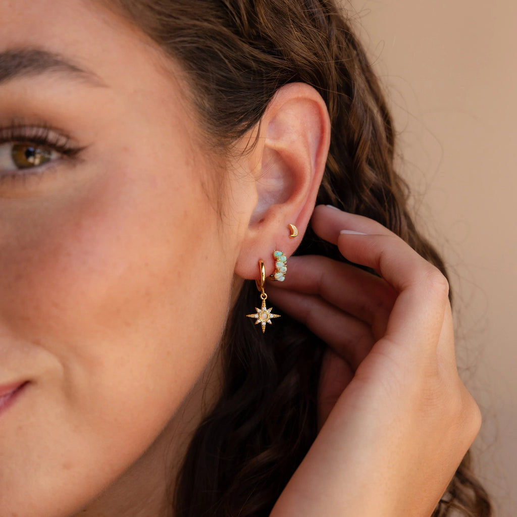 Ombre Opal Huggies Silver 18K Gold Plated